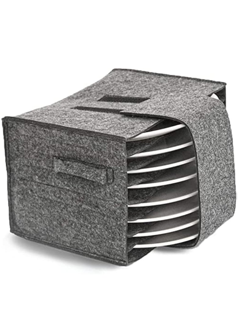 KASTWAVE Felt Plate Storage Containers for Caravan, Food Storage Container Lid Organizer, Camping Dish Holder Bag for 8 Plates, Camping Tableware Storage Felt Bag, Motorhome Cupboard Storage Kitchen Accessorie - Image 1