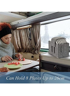 KASTWAVE Felt Plate Storage Containers for Caravan, Food Storage Container Lid Organizer, Camping Dish Holder Bag for 8 Plates, Camping Tableware Storage Felt Bag, Motorhome Cupboard Storage Kitchen Accessorie  - Image 3
