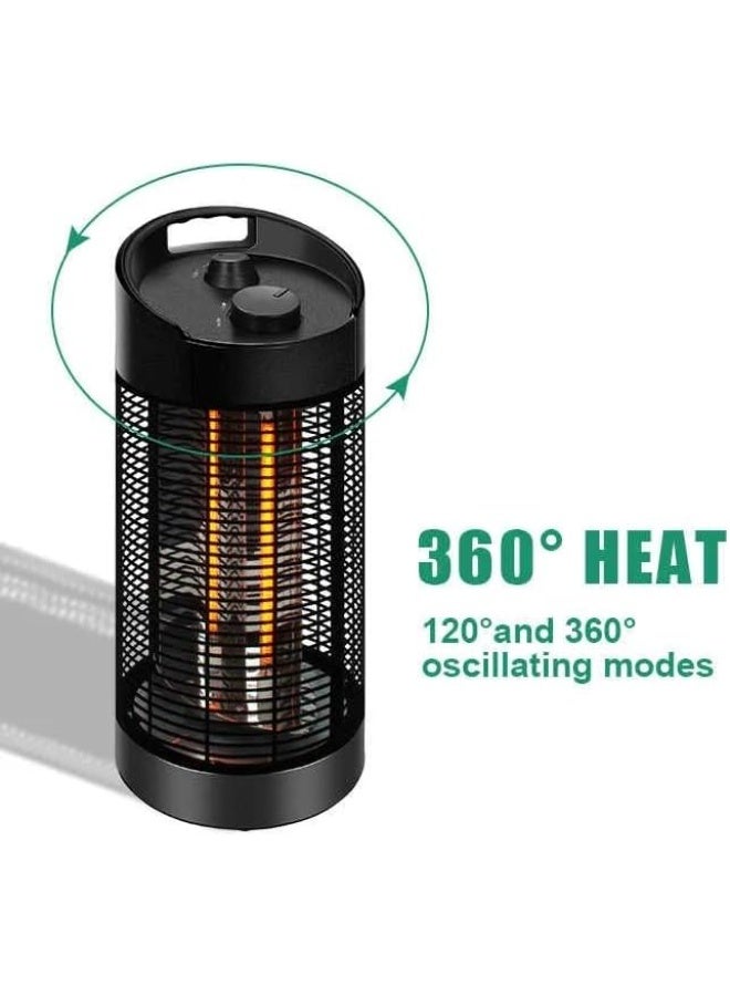 7MD سخان كهربائي محمول صغير ممتاز، أنابيب كربون ألياف الأشعة تحت الحمراء، اهتزاز بزاوية 120° و360°، وضعين للتدفئة، جهاز تدفئة داخلي موفر للطاقة مع سلك طاقة بطول 1.8 متر - Image 3