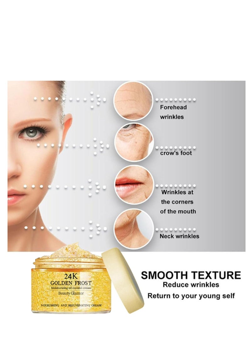 إيلهو كريم الوجه لشد الكولاجين الذهبي عيار 24 قيراطا ، مصل الوجه المضاد للشيخوخة ، مرطب غني بفيتامين سي ، ترطيب عميق ورفع ، كريم إصلاح للبشرة الضارة ، تقليل التجاعيد ليلا ونهارا 50 جم - Image 4