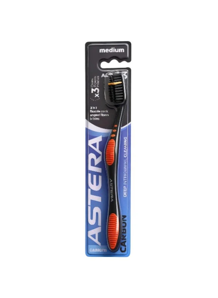 Active activated charcoal toothbrush, medium size, assorted colors