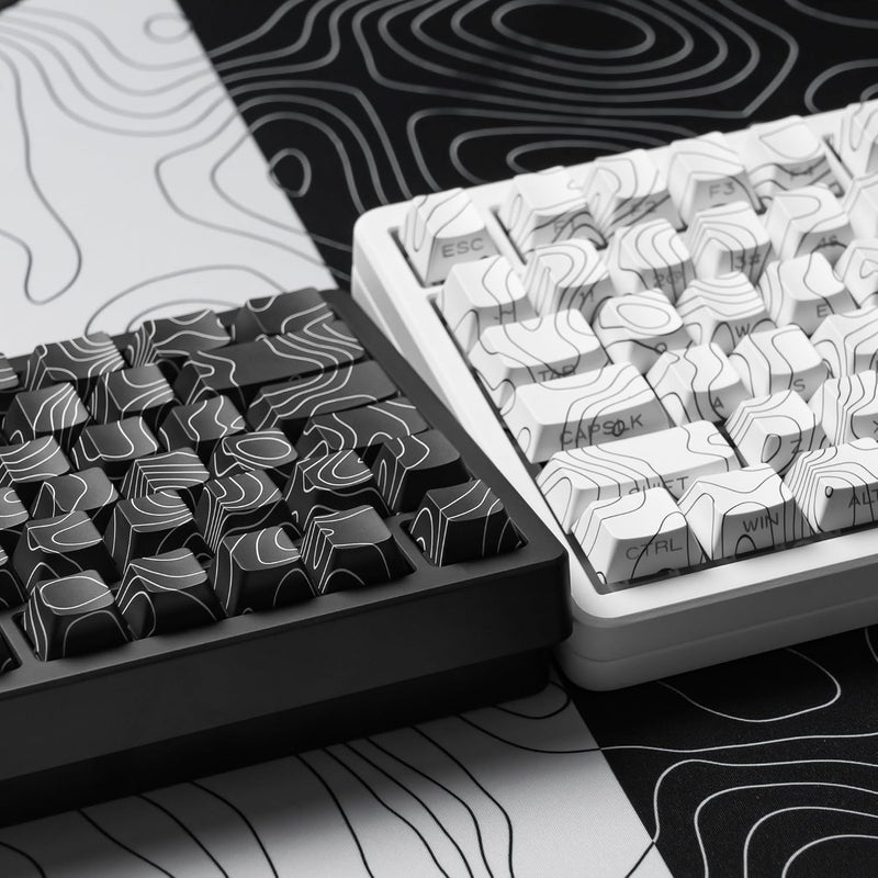 dagaladoo أغطية مفاتيح PBT من ، طبوغرافية بيضاء، شفافة، مطبوعة جانبيًا، بملف Cherry للوحات المفاتيح بنسبة 60% و75% و65% و60% (خط أسود، أغطية مفاتيح فقط) - Image 4