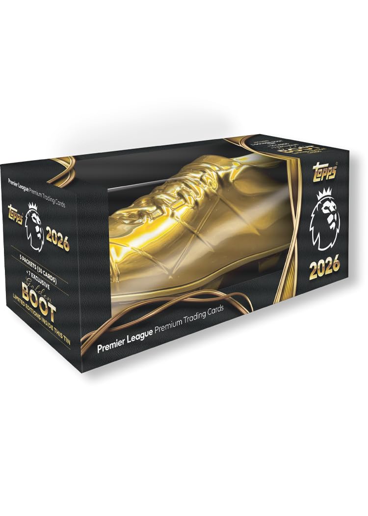 توبس Premier League 2026 - Debut Edition - Golden Boot Tin - contains 57 cards including 7 exclusive Golden Boot LE cards - Image 1