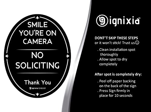 Ignixia No soliciting sign for house smile you are on camera sign digital printed oval shape with adhesive no soliciting Thank You Sign 4 X 5 Inches (Pack of 01) (2) - Image 5