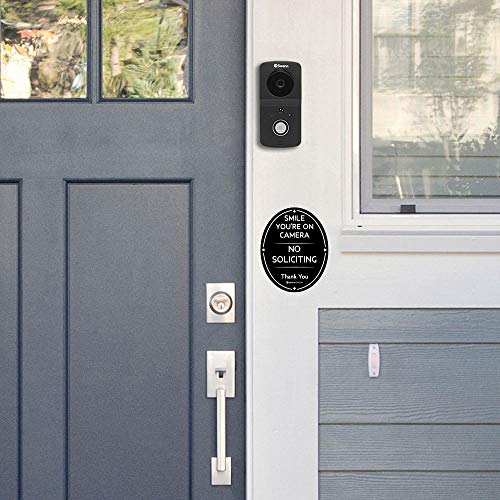 Ignixia No soliciting sign for house smile you are on camera sign digital printed oval shape with adhesive no soliciting Thank You Sign 4 X 5 Inches (Pack of 01) (2) - Image 2