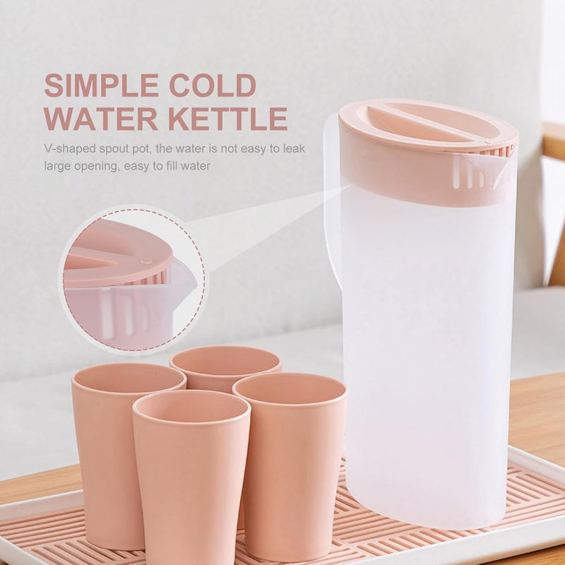 Large Capacity Heat-resistant Plastic Cold Water Bottle with Lid and Handle Juice Pitcher for Household Use Easy to Clean and Refill Lightweight Beverage Jug for Tea and Cold - Image 4