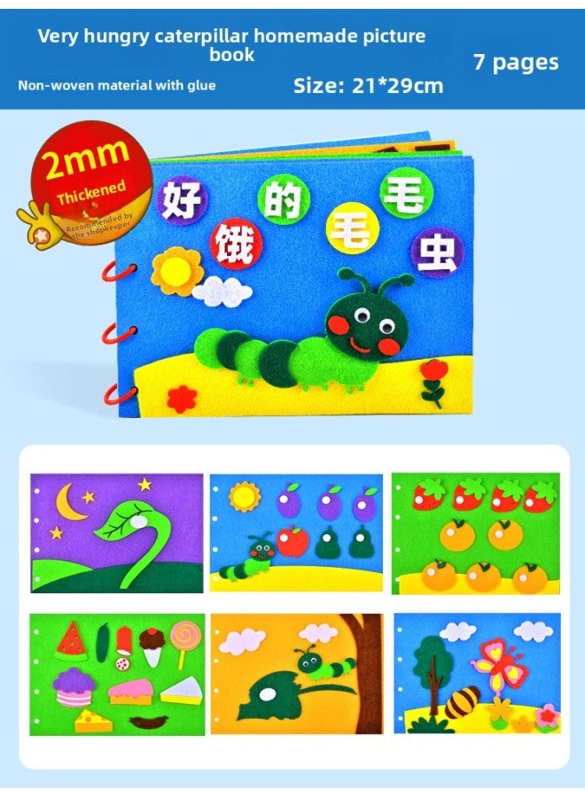 Children's Handmade Self-Made Picture Books Kindergarten Making Books Diy Material Bag For Early Education Parent-Child Story Books-Color:Greedy Caterpillar (2mm Thickened Opp Bag)  - Image 1
