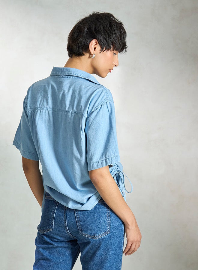 Virgio VIRGIO 100% Cotton Denim Drawstring Shirt  - Image 4