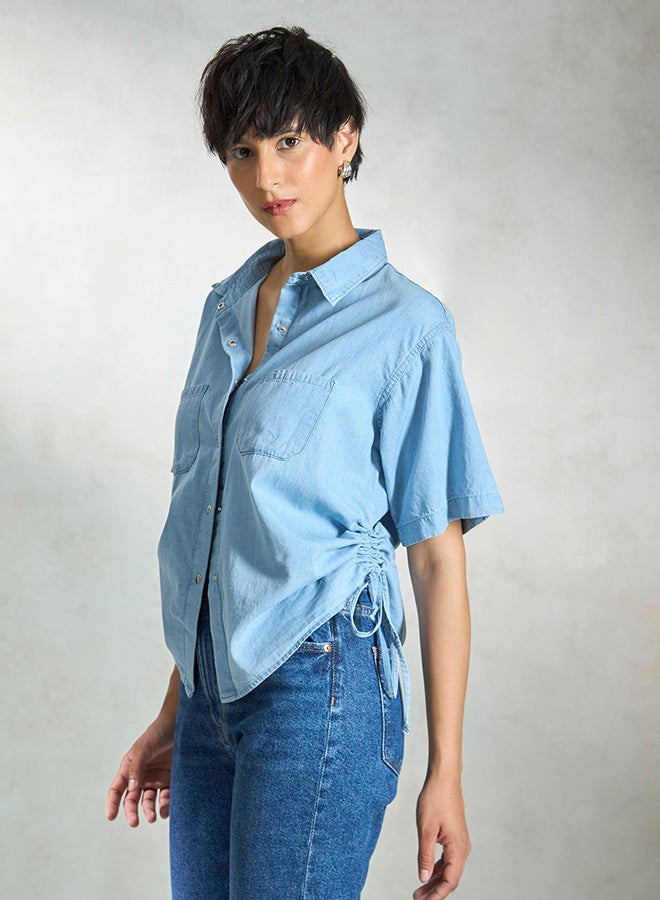 Virgio VIRGIO 100% Cotton Denim Drawstring Shirt  - Image 3