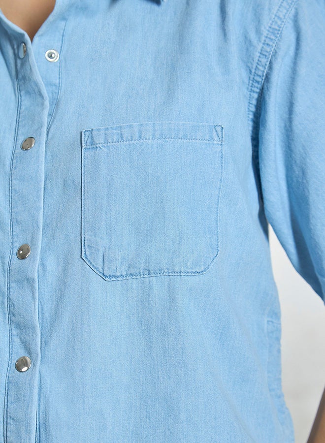 Virgio VIRGIO 100% Cotton Denim Drawstring Shirt  - Image 5