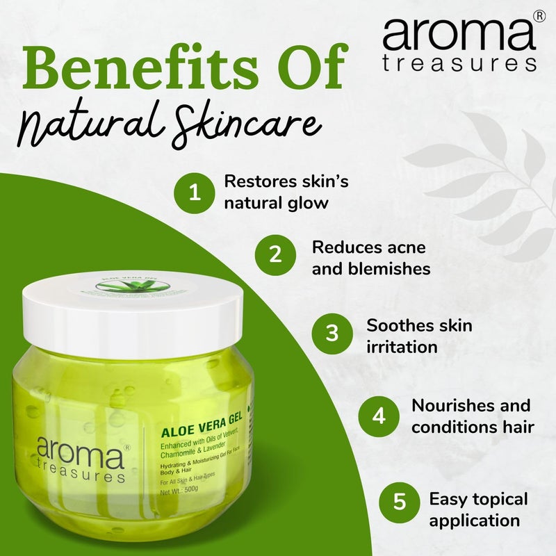 Aroma Treasures Aroma Treasures aloe vera gel for face skin body hair Paraben free aloevera gel for glowing skin suitable for men women 500 g  - Image 3