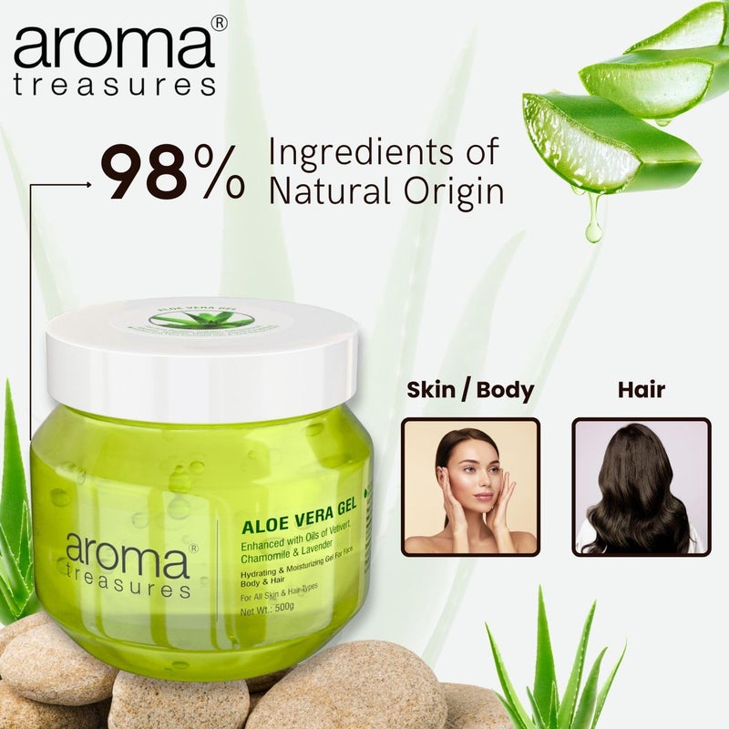 Aroma Treasures Aroma Treasures aloe vera gel for face skin body hair Paraben free aloevera gel for glowing skin suitable for men women 500 g  - Image 2
