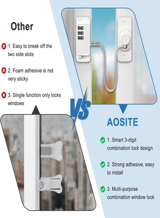 kesig® Combination Baby-Proof Lock, Stainless Steel Strong Bearing Capacity Password Window Security Cable Anti-Fall Lock for Cabinets Lockers - Image 4