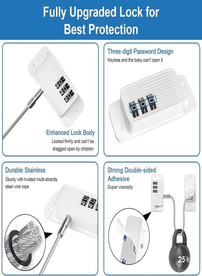 kesig® Combination Baby-Proof Lock, Stainless Steel Strong Bearing Capacity Password Window Security Cable Anti-Fall Lock for Cabinets Lockers - Image 5