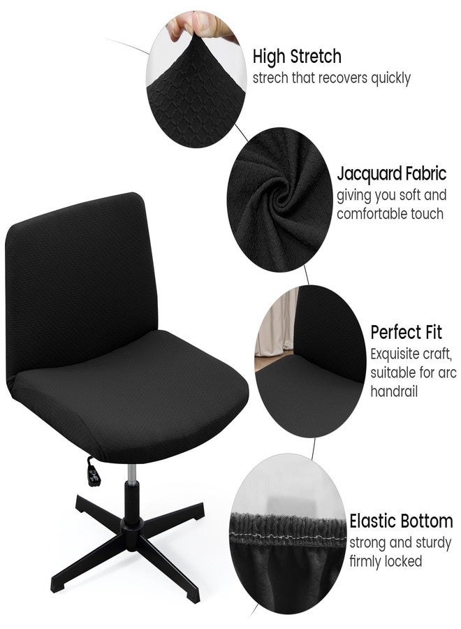 MIFXIN Armless Office Desk Chair Cover Stretch Waterproof Jacquard Wide Seat Mid Back Accent Chair Slipcover Criss Cross Chair Modern Vanity Chair Protector Cover (Black) - Image 4