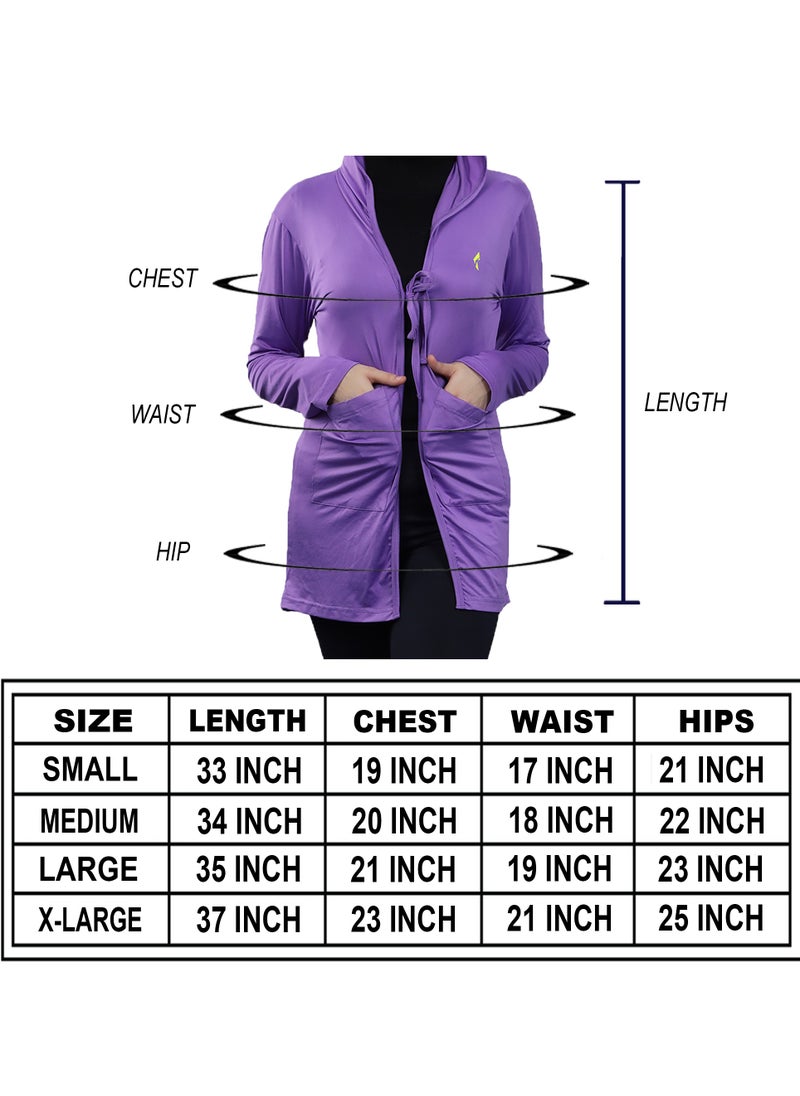 FLUSH - Women's Lightweight Full Sleeves Front Open Cardigans, Swimwear Coverup - Bathing Suit Cover up For Beach, Pool - Yoga Shirt With Pockets - Image 1