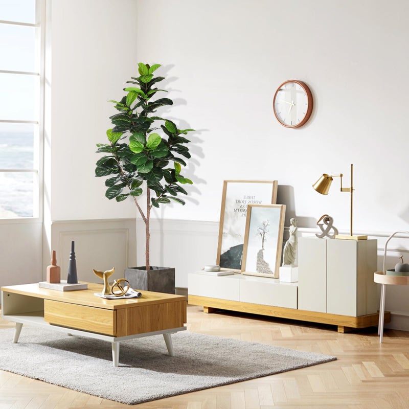 LYERSE Artificial Fiddle Leaf Fig Tree - 6.5ft Faux Ficus Lyrata Plant with 108 Fiddle Leaves Fake Fig Silk Tree in Pot Artificial Tree for Indoor Outdoor Home Office Perfect Housewarming - Image 4