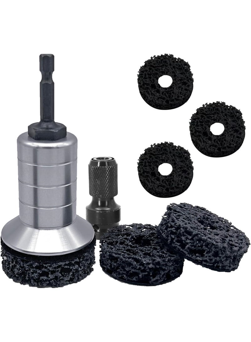 Wheel Hub Cleaning Kit,Brake Hub Cleaning Kit Includes 6 Pads,Holder and Adapter,Fits Power Drill or 1/2" Impact Driven Wrenches - Image 1