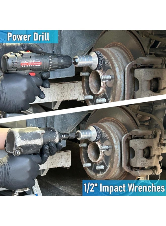 Wheel Hub Cleaning Kit,Brake Hub Cleaning Kit Includes 6 Pads,Holder and Adapter,Fits Power Drill or 1/2" Impact Driven Wrenches - Image 4