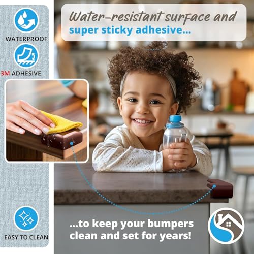 Rster 8-Pack Corner Protectors Baby Proof, Furniture Corner and Edge Safety Bumpers, Soft Rubber Foam Cushion Covers, 3M Taped Corner Guards, Baby Child Proofing Pads, Table Corner Protectors, Brown - Image 4
