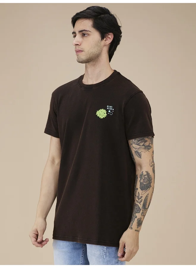 بيينغ هيومان Mens Black Round Neck Short Sleeve T-Shirt