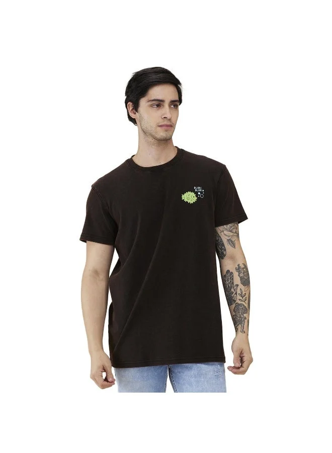 بيينغ هيومان Mens Black Round Neck Short Sleeve T-Shirt