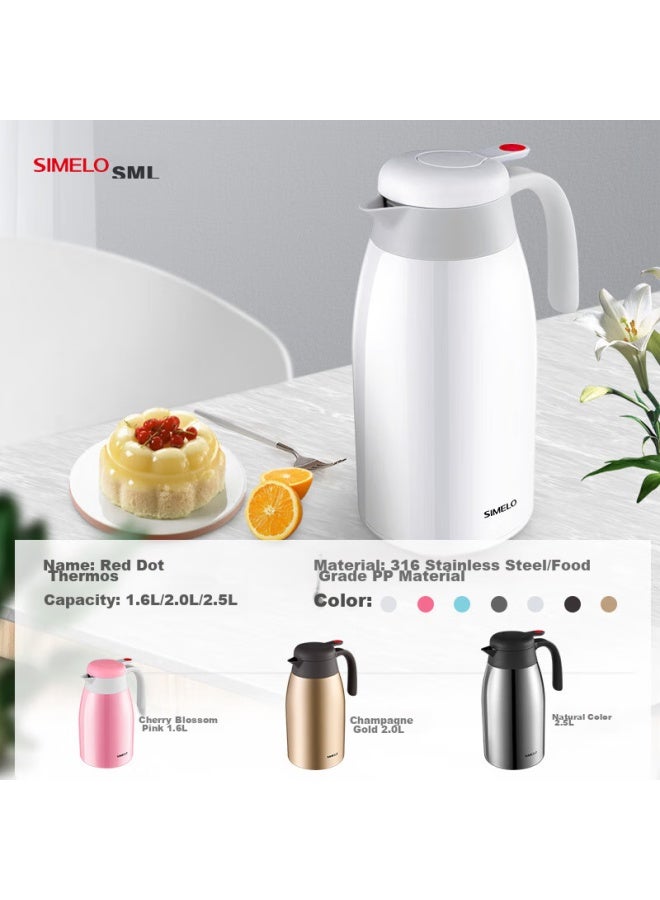 Simelo Impression Kyoto, Red Dot Insulated Bottle, Upgraded 316 Stainless Steel Thermos, Hot Water Bottle, Warm Pot, 2500ml, Natural Color - Image 4
