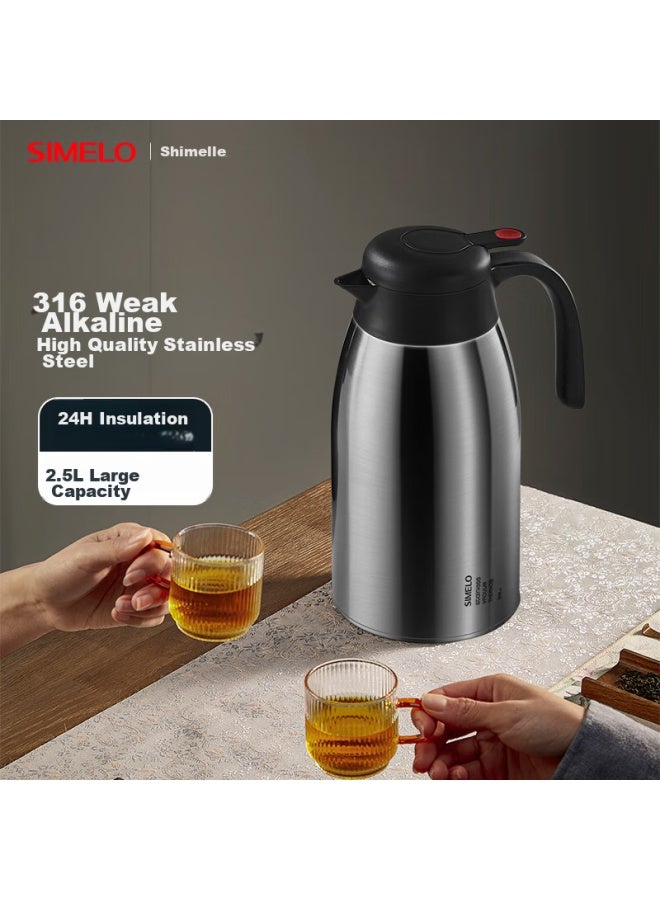 Simelo Impression Kyoto, Red Dot Insulated Bottle, Upgraded 316 Stainless Steel Thermos, Hot Water Bottle, Warm Pot, 2500ml, Natural Color - Image 1
