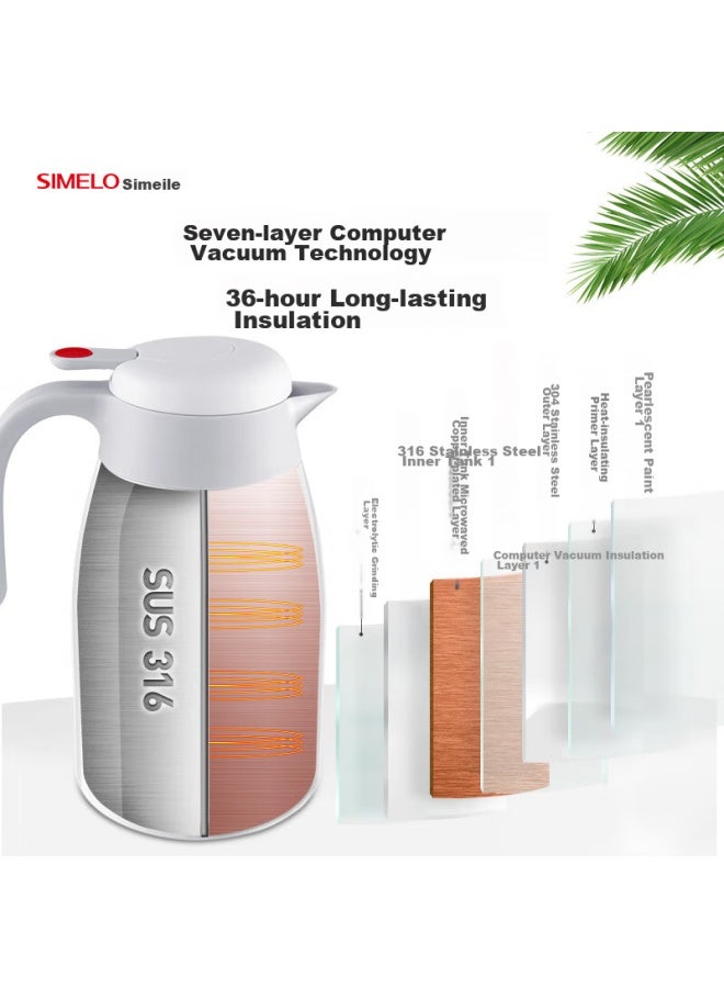Simelo Impression Kyoto, Red Dot Insulated Bottle, Upgraded 316 Stainless Steel Thermos, Hot Water Bottle, Warm Pot, 2500ml, Natural Color - Image 3