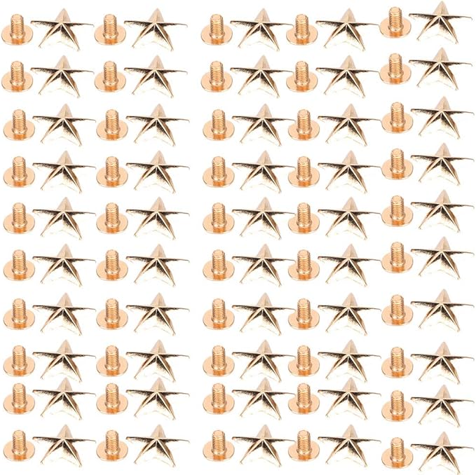 Star Shape Rivet Studs For Clothing And Shoes Decor 50 Pcs DIY Craft Accessory Gold - Image 1