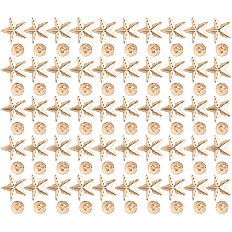 Star Shape Rivet Studs For Clothing And Shoes Decor 50 Pcs DIY Craft Accessory Gold - Image 5
