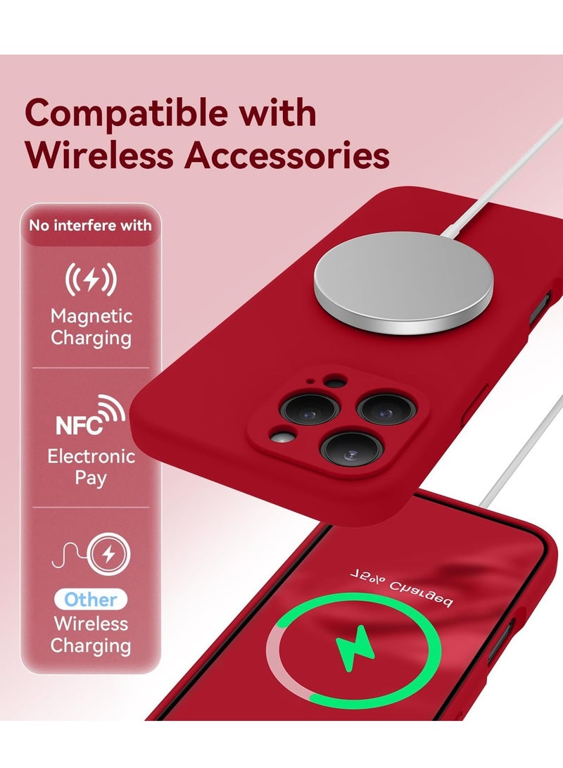 ELTRAZONE Silicone Case for iPhone 16 Pro Max [Camera Protection] with MagSafe Compatibility, Anti-Scratch Microfiber Lining, and 2 Screen Protectors - Red - Image 5