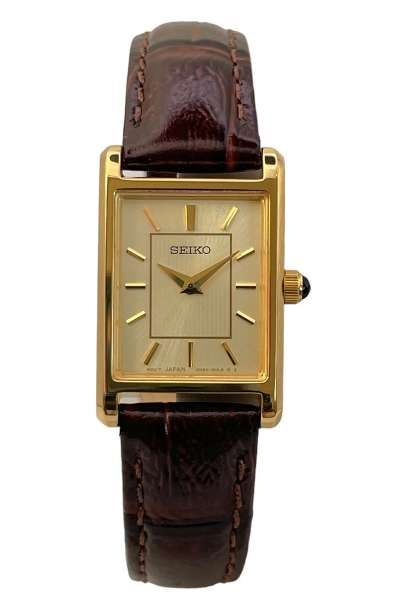 Seiko SWR066P1 Essentials Gold-Tone Rectangular Quartz Women's Watch - Image 2