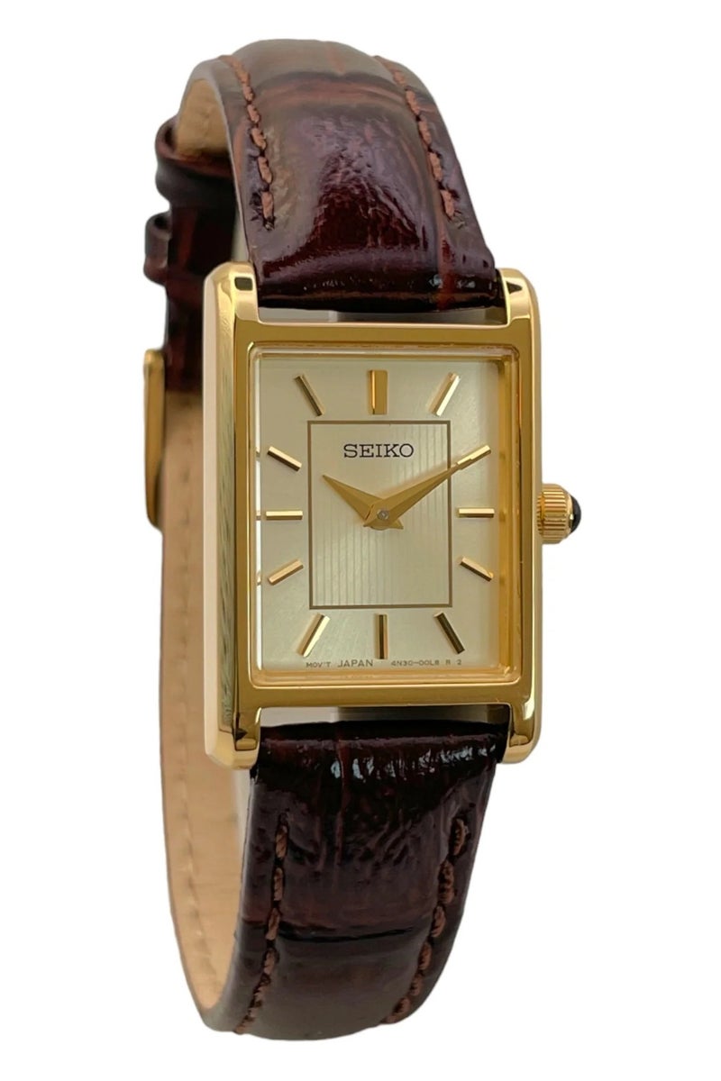 Seiko SWR066P1 Essentials Gold-Tone Rectangular Quartz Women's Watch - Image 3