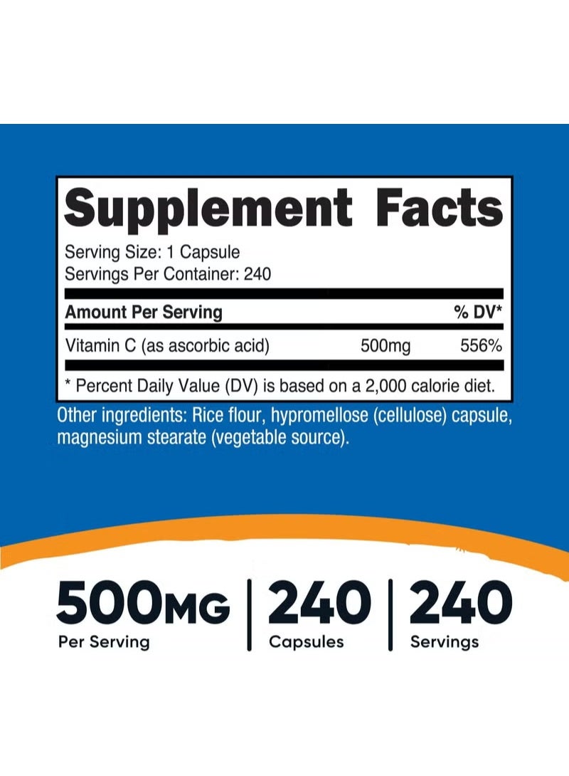 Nutricost, Vitamin C, 500 mg, 240 Capsules - Image 4