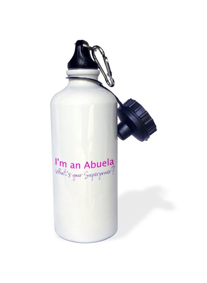 3DROSE wb_193728_1"Im an Abuela-Whats Your Superpower-Pink-Funny Gift for Grandma Sports Water Bottle, 21 oz, Multicolor - Image 2