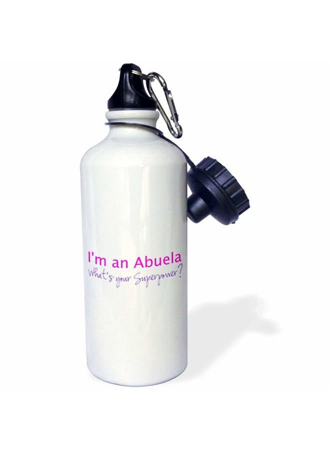 3DROSE wb_193728_1"Im an Abuela-Whats Your Superpower-Pink-Funny Gift for Grandma Sports Water Bottle, 21 oz, Multicolor - Image 1