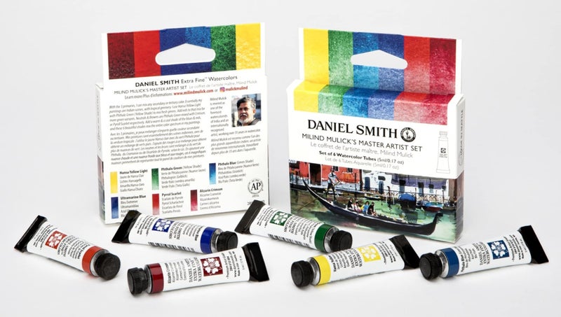 Daniel Smith ألوان مائية فائقة الجودة من دانيال سميث - فنان ماستر، مجموعة من 6 أنابيب سعة 5 مل - (ظل أصفر، ظل أخضر، أزرق أولترامارين، قرمزي بايرول، قرمزي أليزارين) - Image 2