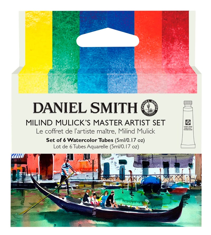 Daniel Smith ألوان مائية فائقة الجودة من دانيال سميث - فنان ماستر، مجموعة من 6 أنابيب سعة 5 مل - (ظل أصفر، ظل أخضر، أزرق أولترامارين، قرمزي بايرول، قرمزي أليزارين) - Image 1