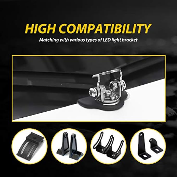 Chelhead Universal Led Light Bar Mounting Brackets Hood Mount Light Brackets A Pillar Hood Clamp Work Light Holder 304 Stainless Steel For Off Road Car Jeep Truck Suv 4X4 2Pcs - Image 4