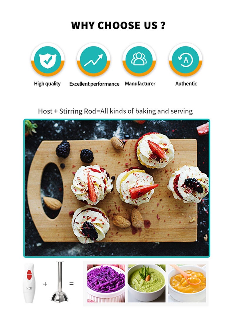 LAC LAICHY Hand Blender Mixer 800W 2 Speed Control Stainless Steel Rod & Blade Overheat Protection Efficient & Durable Handheld Blender for Smoothies, Soups, Sauces - Image 4