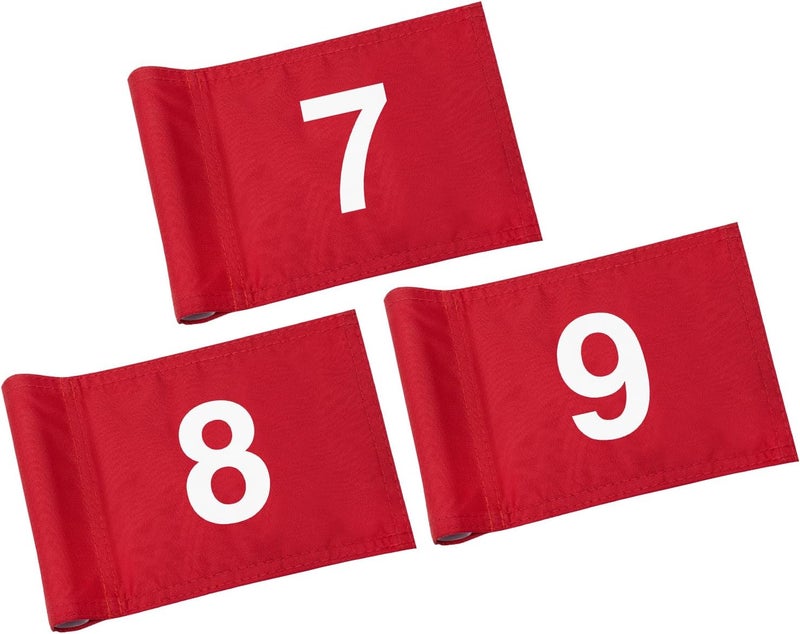 KINGTOP Numbered Golf Flag All 8x6 Inch – Upgraded Dual-Layer 420D Nylon, Double Sided Printing, Tube Inserted – Mini Practice Putting Green Flags for Yard - Image 1