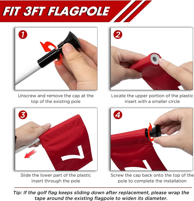 KINGTOP Numbered Golf Flag All 8x6 Inch – Upgraded Dual-Layer 420D Nylon, Double Sided Printing, Tube Inserted – Mini Practice Putting Green Flags for Yard - Image 4