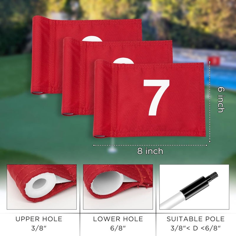 KINGTOP Numbered Golf Flag All 8x6 Inch – Upgraded Dual-Layer 420D Nylon, Double Sided Printing, Tube Inserted – Mini Practice Putting Green Flags for Yard - Image 3