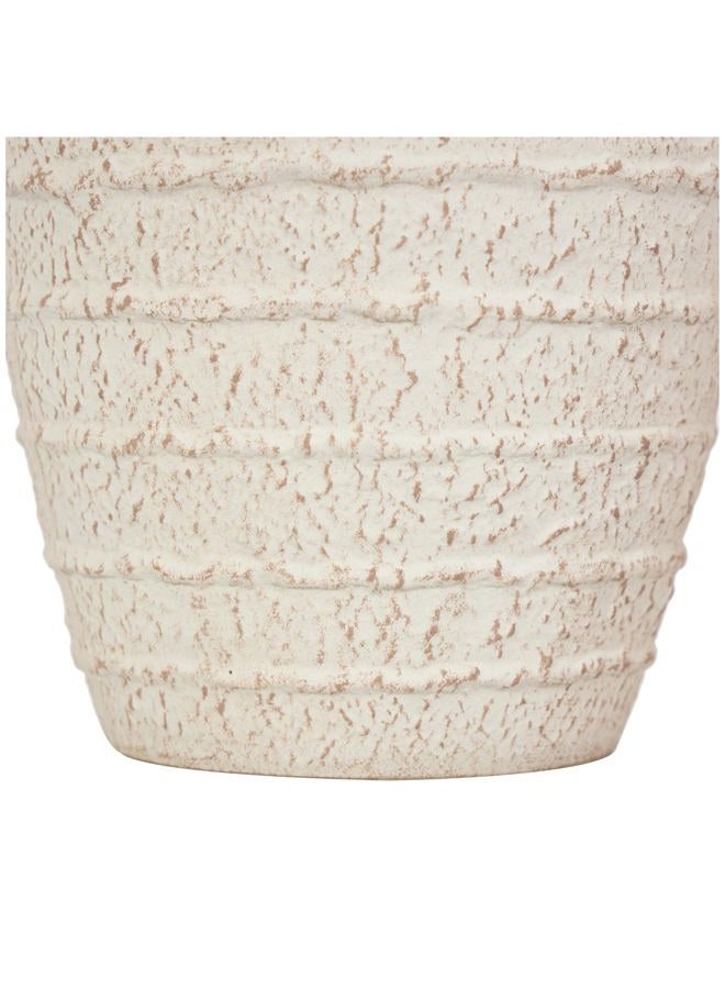 Deco 79 Ceramic Textured Vase with Handles and Terracotta Accents, Set of 2 11", 9" H, Cream - Image 2