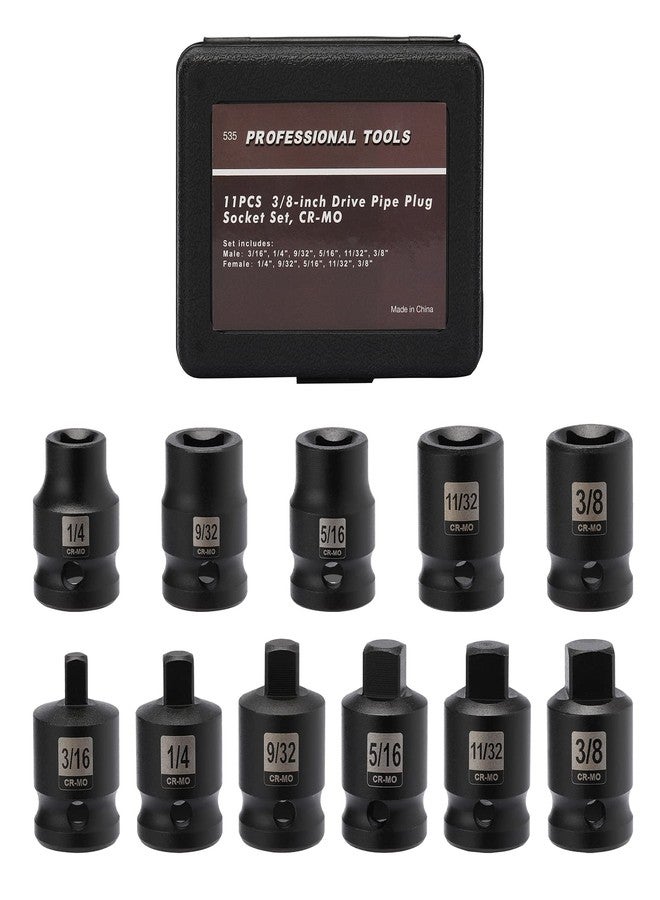 Mayouko 11PCS 3/8" Drive SAE Pipe Plug Socket Set, Tapered Male Square Drive, Chamfered Female Square Drive, CR-MO - Image 1