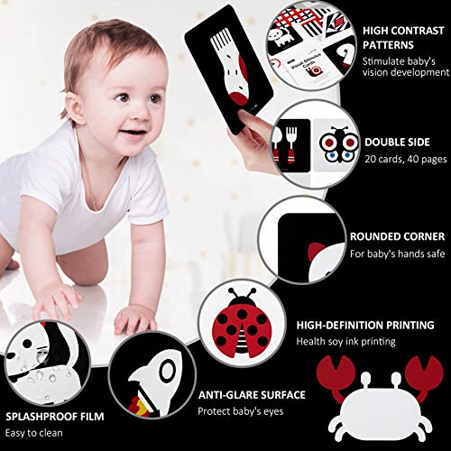 beiens High Contrast Baby Flashcards, Newborn Brain Development Toys, Visual Stimulation Learning Activity Cards, 20 PCs 40 Pages Educational Infants Gift (3-6 Months (Black & White & Color)) - Image 5