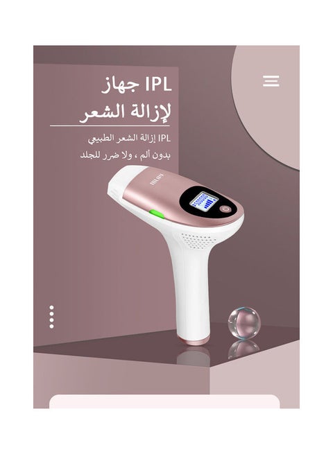 جهاز ليزر T3 منزلي بتقنية نبضات الضوء المكثف لإزالة الشعر مع ومضات مستمرة وردي/أبيض