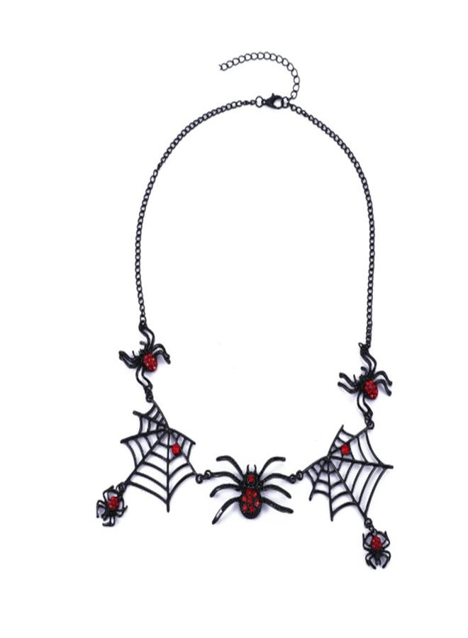 yaozeio Halloween Costume Accessories Spider Necklace for Women Spider Accessory Black Gothic Choker Necklace for Halloween Cosplay Party Favors Spider Web Necklace - Image 1