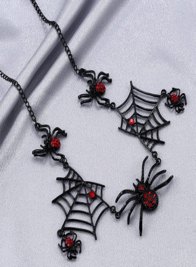 yaozeio Halloween Costume Accessories Spider Necklace for Women Spider Accessory Black Gothic Choker Necklace for Halloween Cosplay Party Favors Spider Web Necklace - Image 5